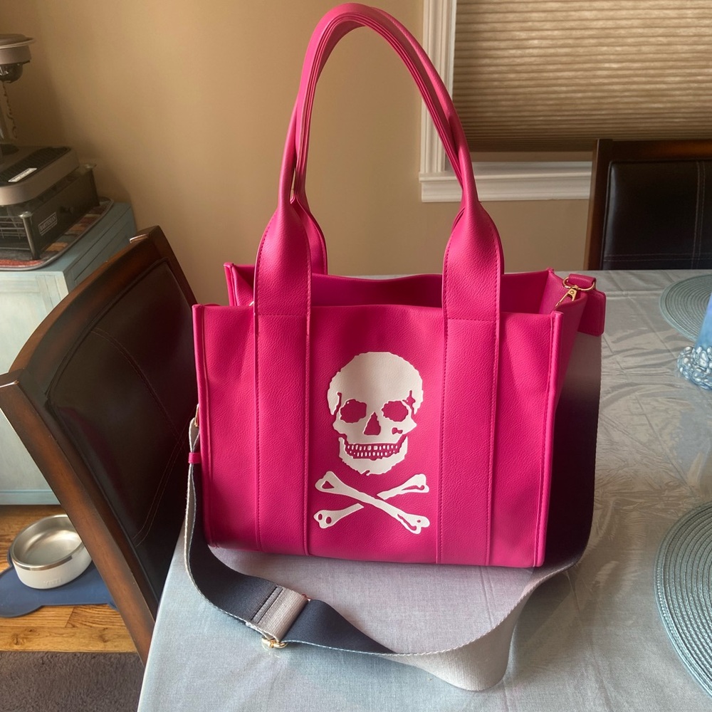 *BETSEY JOHNSON*Hot Pink Skull Tote Bag with Crossbones